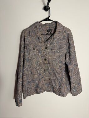 Analog Paisley Button-Up Jacket in Blue and Gray